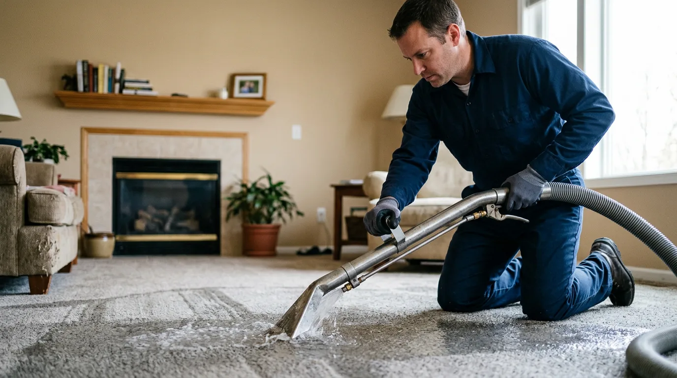 Water damage restoration technician working near Detroit, AL